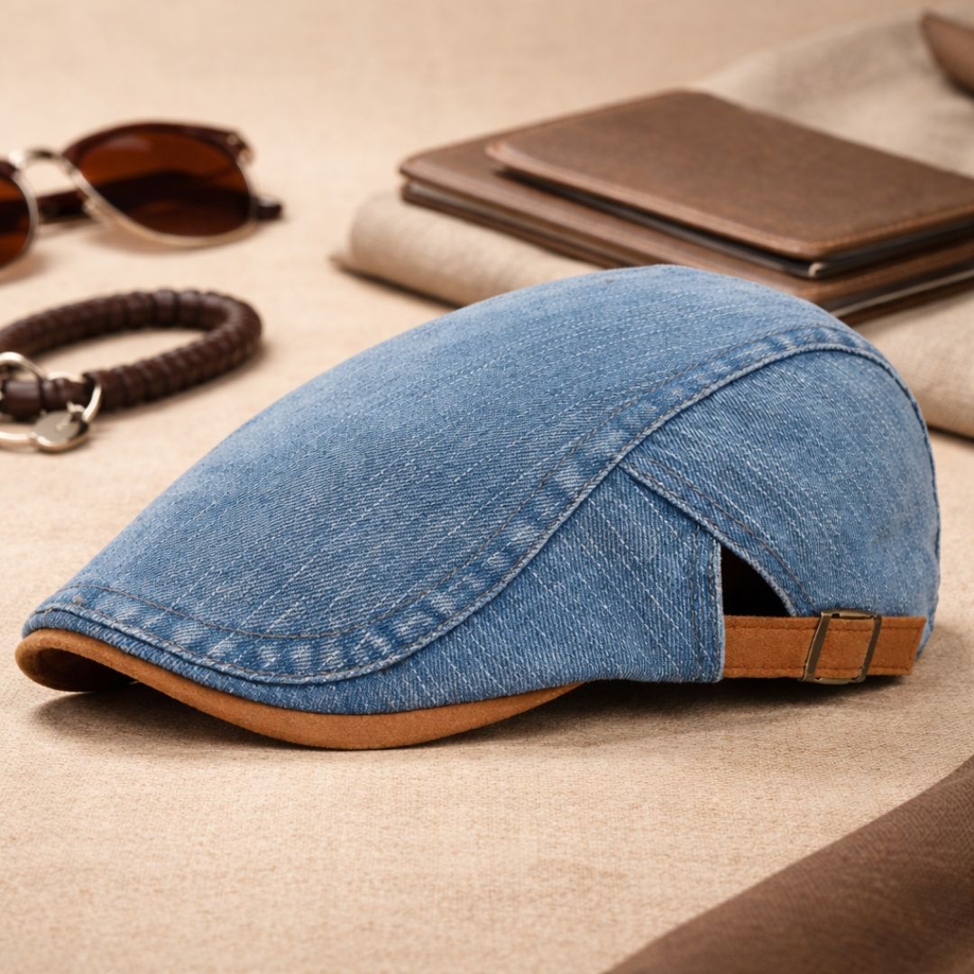 Flat cap heren | Retro denim pet