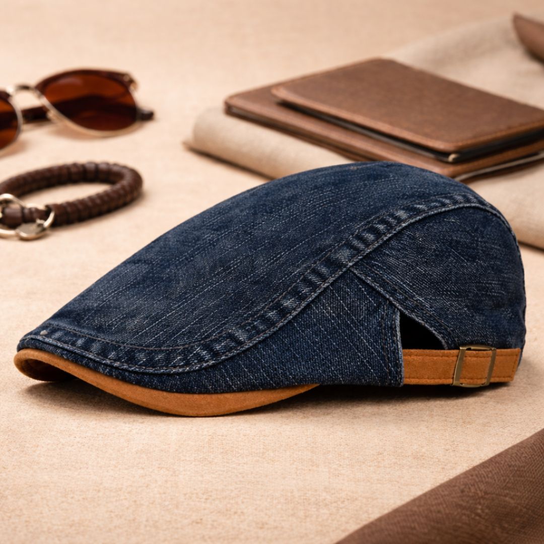 Flat cap heren | Retro denim pet