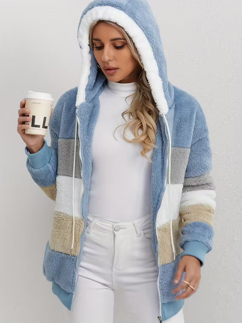 Warme dames fluffy vest | Teddy trui met rits