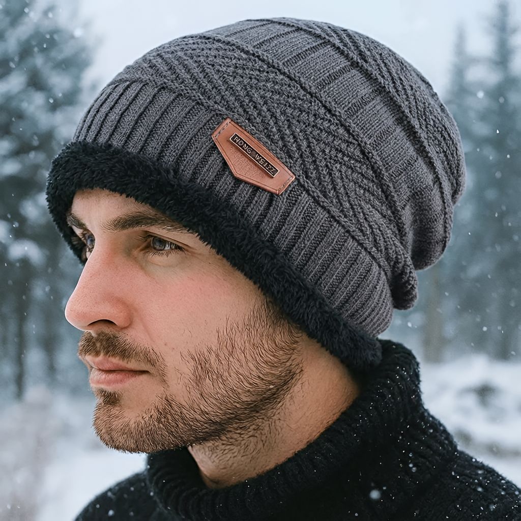 Gebreide Beanie | Unisex warme katoenen muts met warme binnenvoering