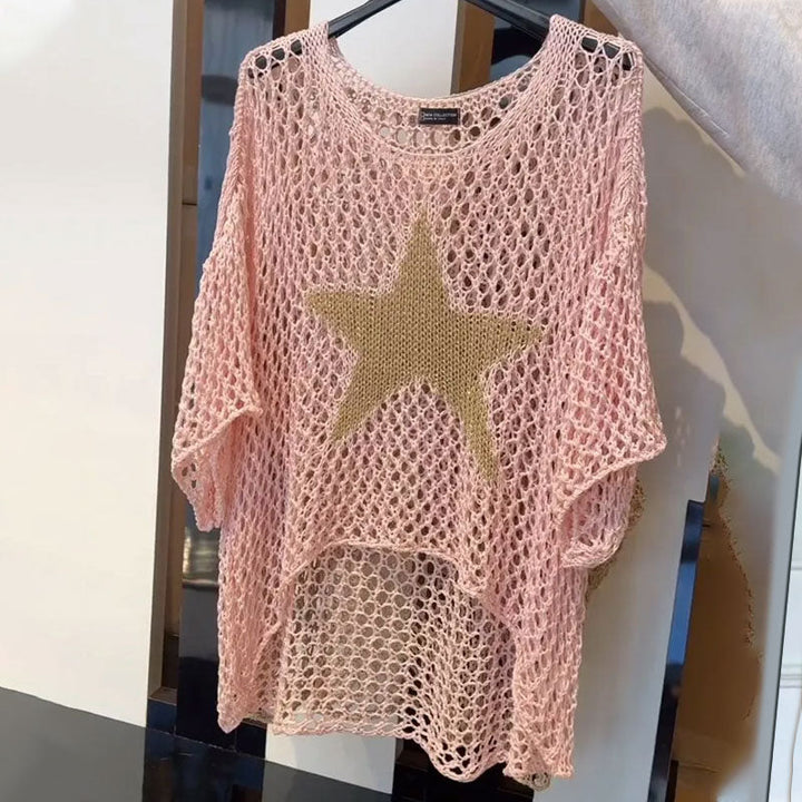 Gehaakte top dames | Mesh zomer top met ster print