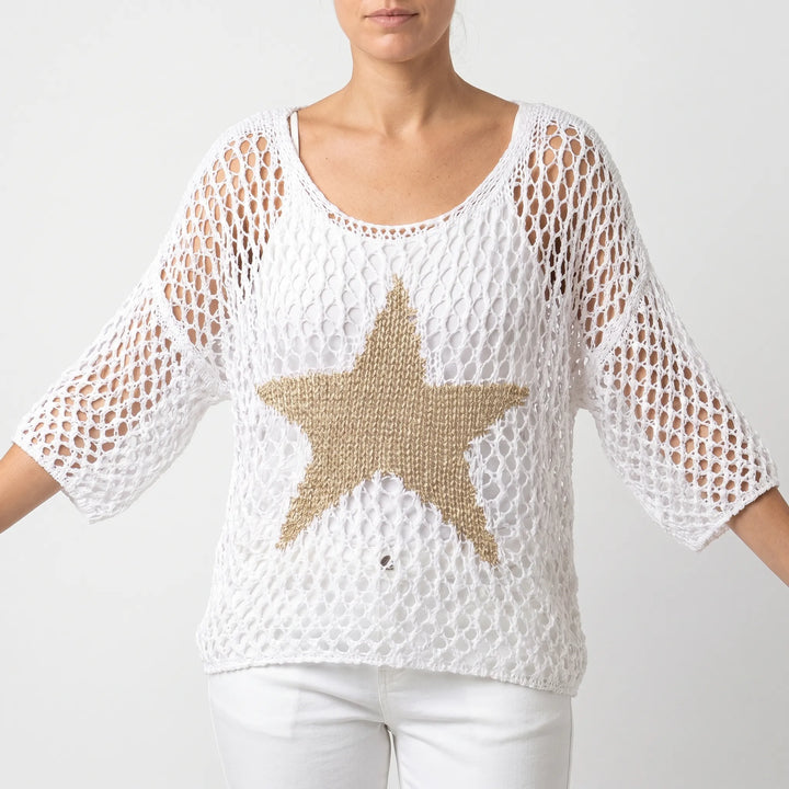 Gehaakte top dames | Mesh zomer top met ster print