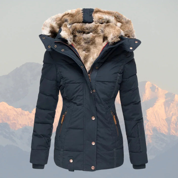 Dames puffer jas | Winterjas met bontvoering en capuchon