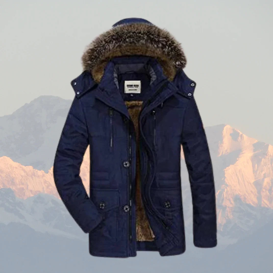 Heren winterjas | Jas met capuchon en bontkraag gevoerd