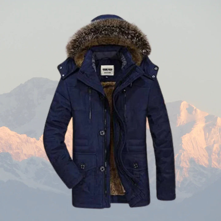 Heren winterjas | Jas met capuchon en bontkraag gevoerd