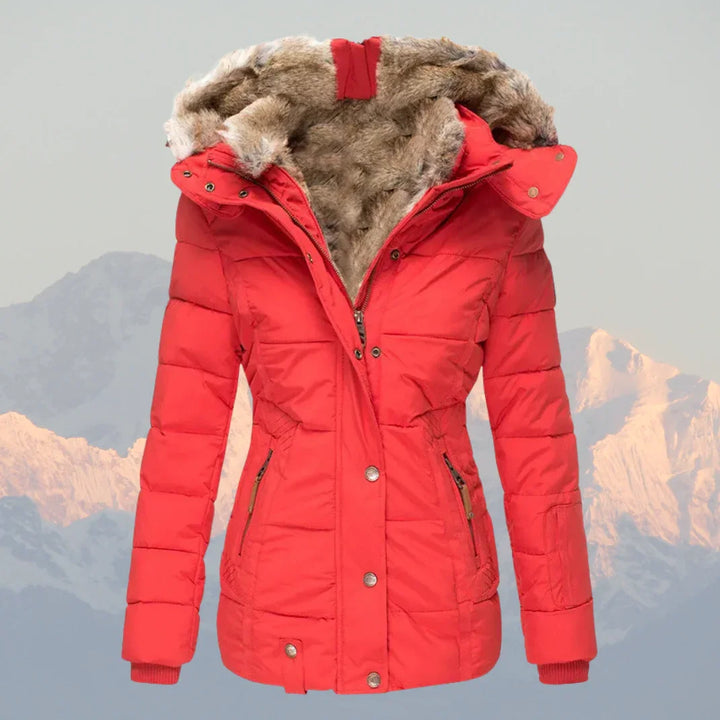 Dames puffer jas | Winterjas met bontvoering en capuchon