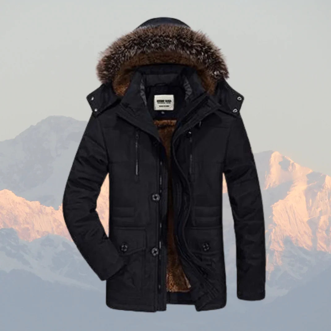 Heren winterjas | Jas met capuchon en bontkraag gevoerd