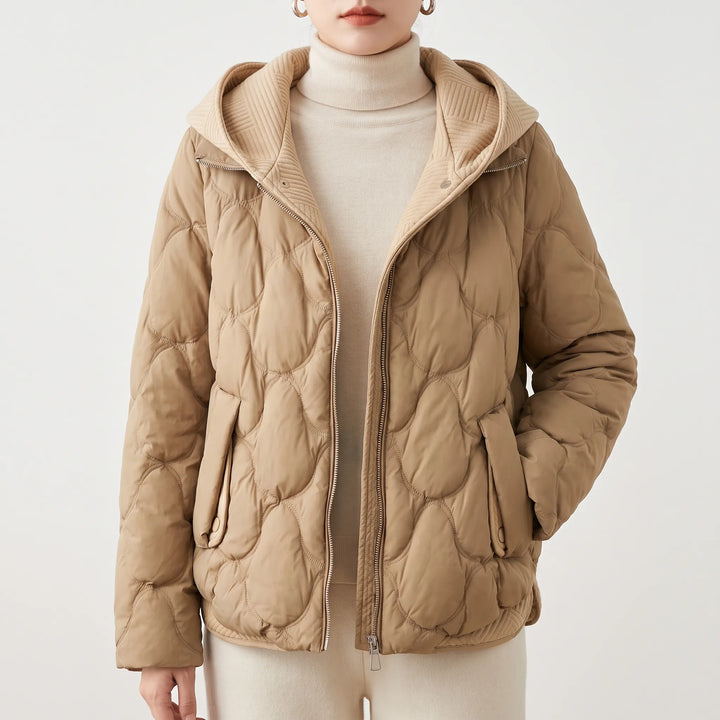 Gewatteerde jas dames | Korte winterjas met capuchon en rits