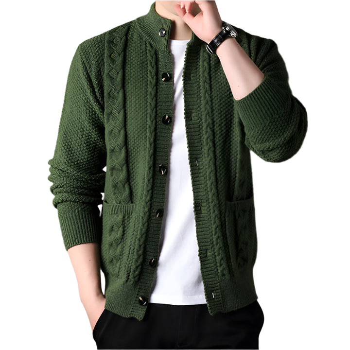 NordicWeave Jacket | Gebreide herenjas met fleece en quilt