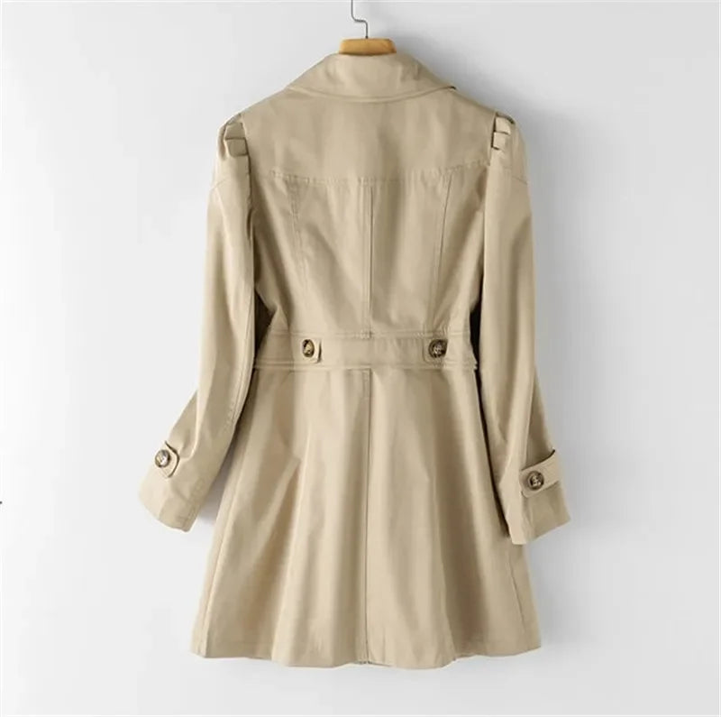 Dames trenchcoat | Elegante lange jas met knoopsluiting en kraag