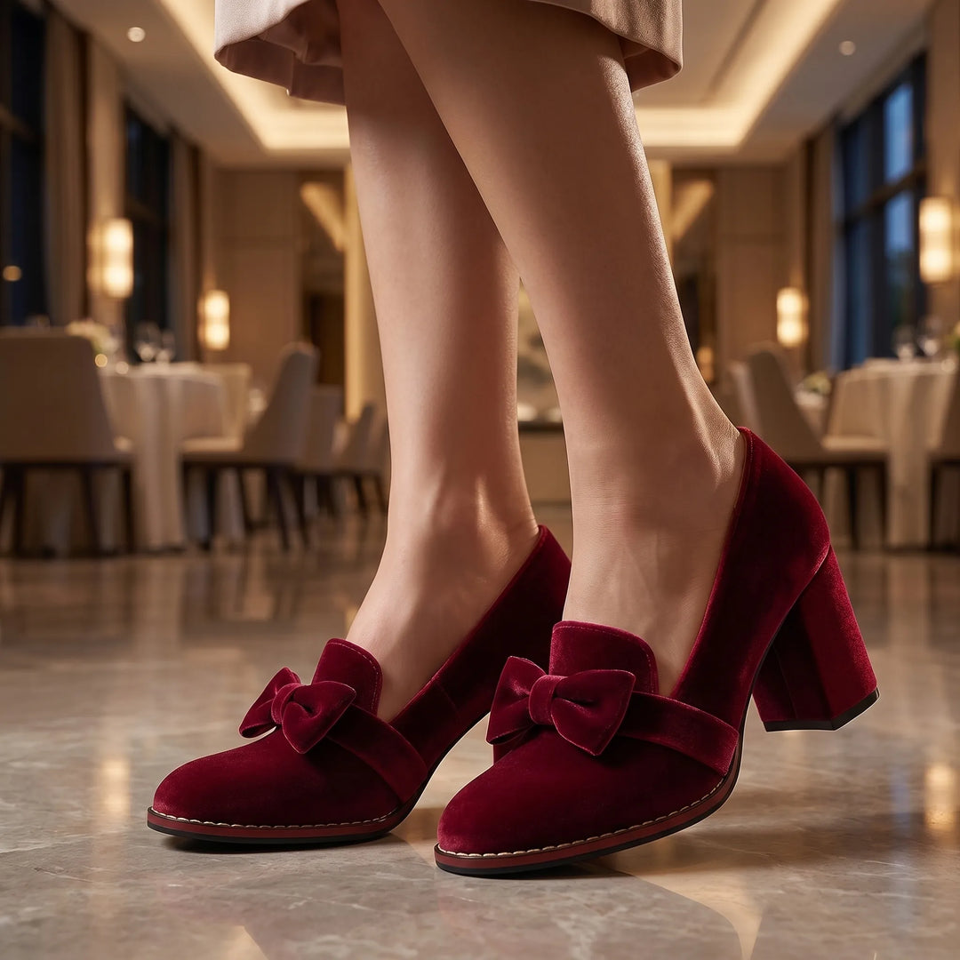 Hakken dames | Velvet pumps met puntneus