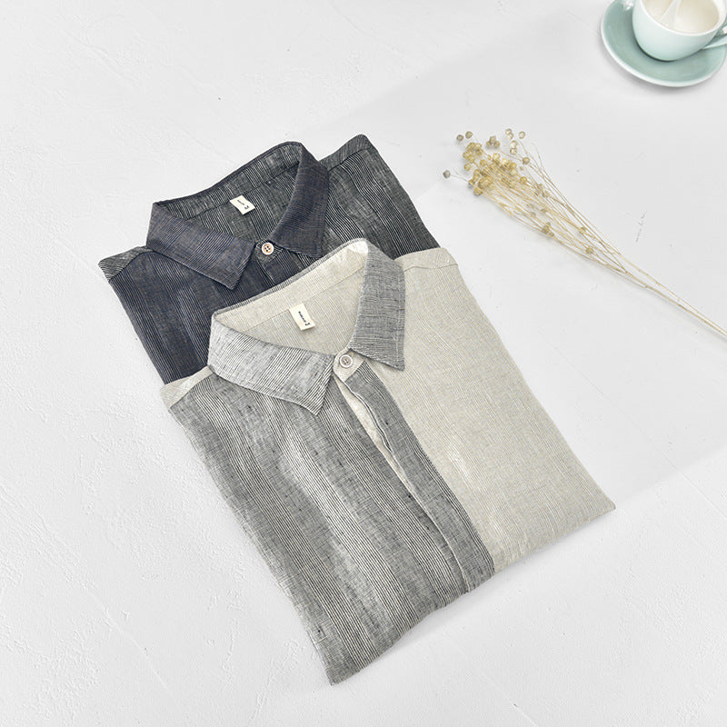 LinoChic | Linnen shirt met korte mouwen