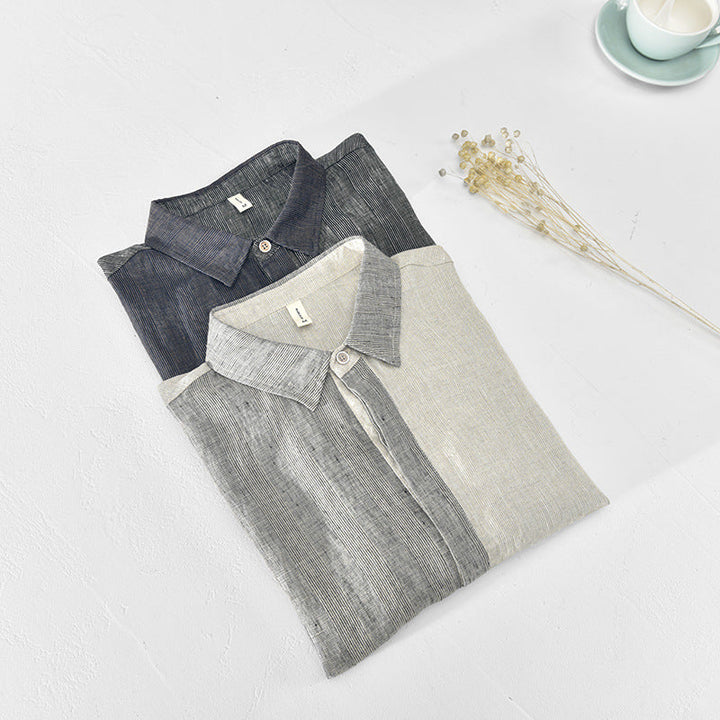 LinoChic | Linnen shirt met korte mouwen