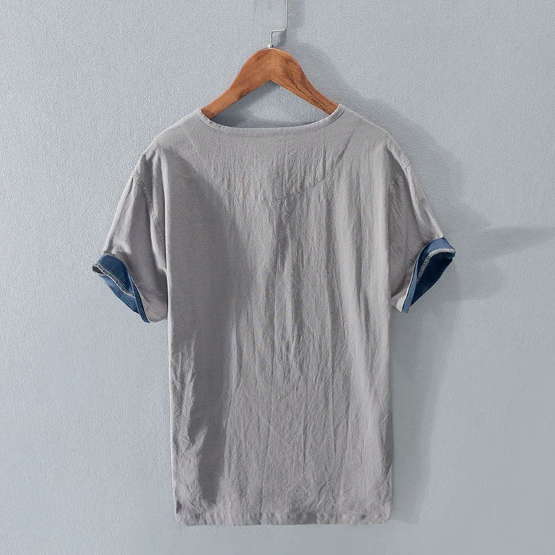 ToshiroShirt | Katoen-linnen overhemd met korte mouwen