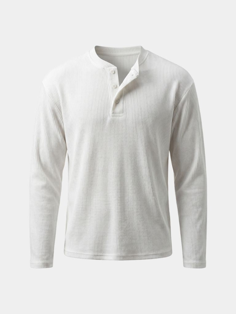 Henley shirt heren | Geribd T-shirt met knoopsluiting