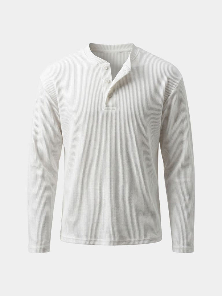 Henley shirt heren | Geribd T-shirt met knoopsluiting