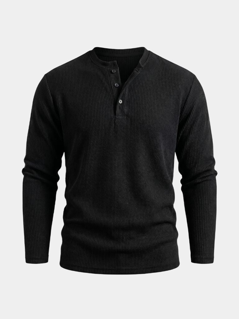 Henley shirt heren | Geribd T-shirt met knoopsluiting