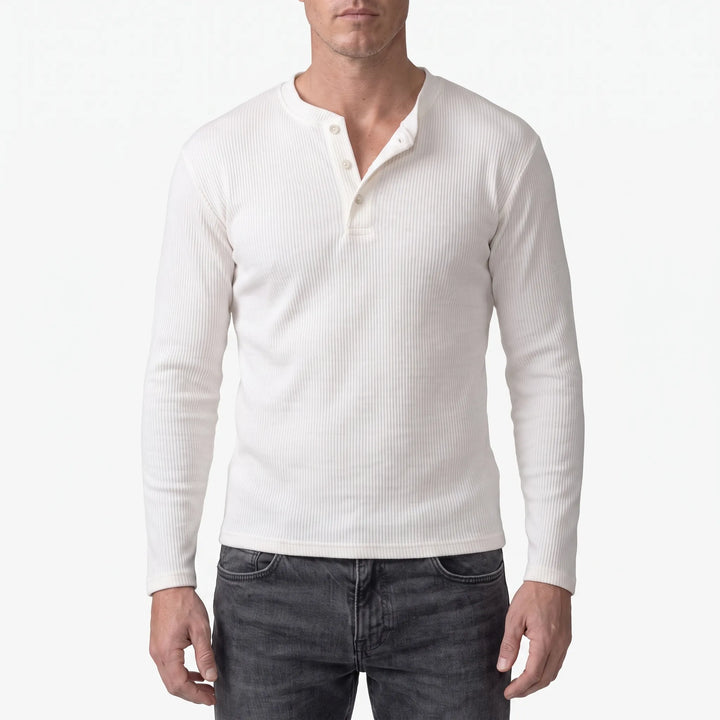 Henley shirt heren | Geribd T-shirt met knoopsluiting