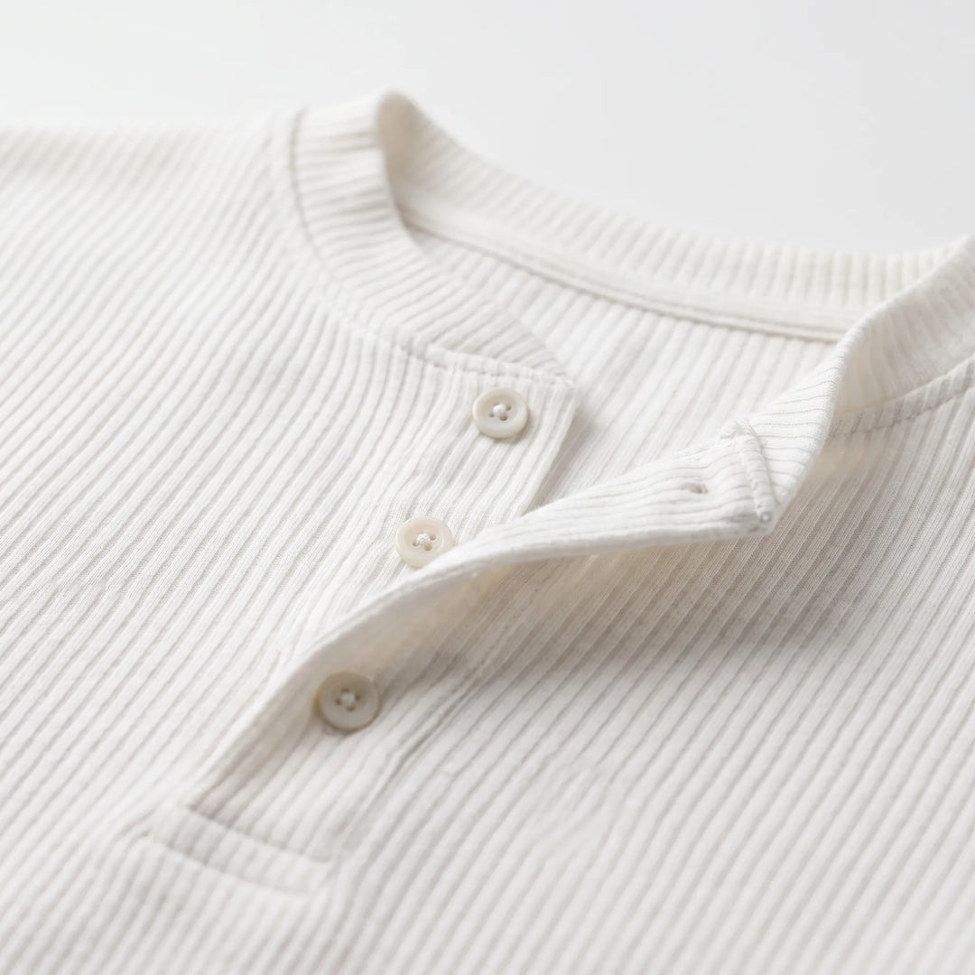 Henley shirt heren | Geribd T-shirt met knoopsluiting