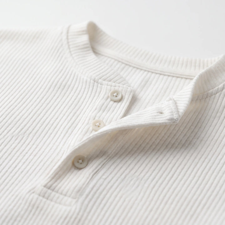 Henley shirt heren | Geribd T-shirt met knoopsluiting