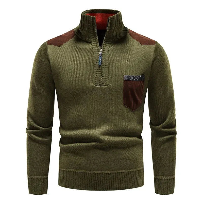 Zip Collar | Heren herfsttrui met ritssluiting en contrastdetails