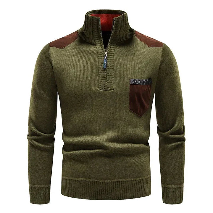 Zip Collar | Heren herfsttrui met ritssluiting en contrastdetails