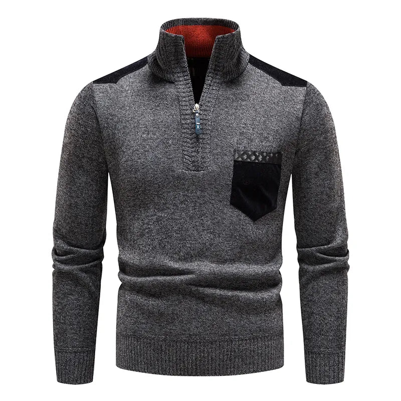 Zip Collar | Heren herfsttrui met ritssluiting en contrastdetails