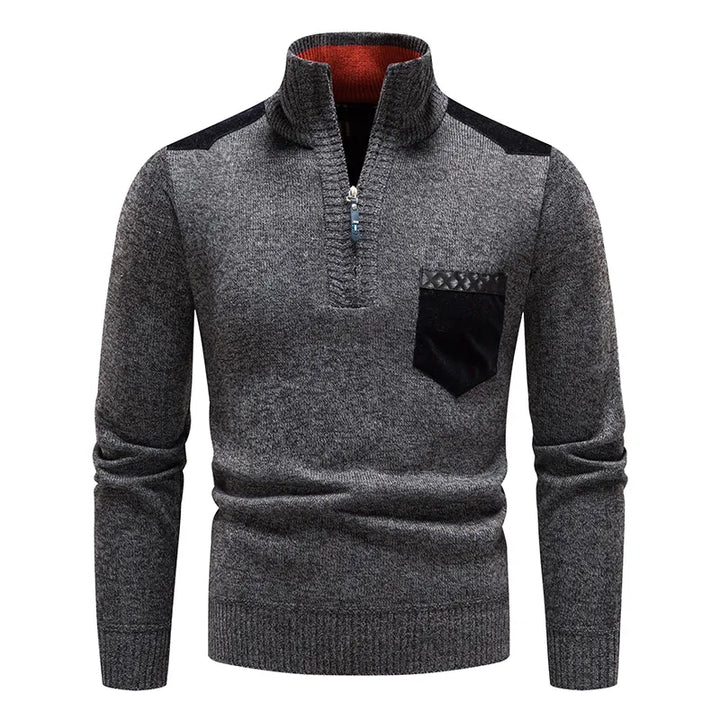 Zip Collar | Heren herfsttrui met ritssluiting en contrastdetails