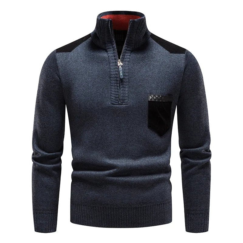 Zip Collar | Heren herfsttrui met ritssluiting en contrastdetails