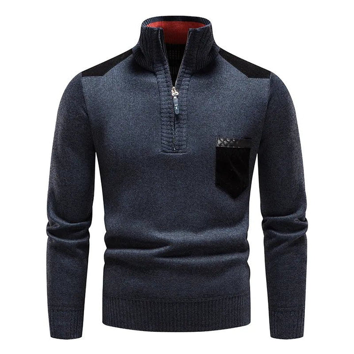 Zip Collar | Heren herfsttrui met ritssluiting en contrastdetails