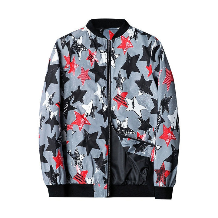 Heren bomberjack | Bomberjas met abstracte print en rits