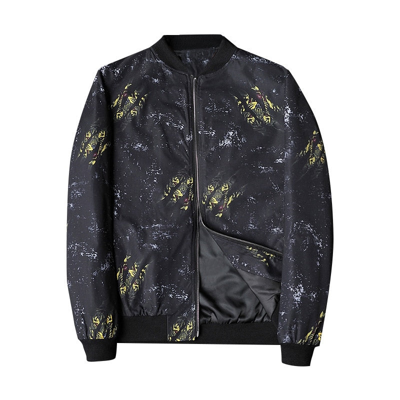 Heren bomberjack | Bomberjas met abstracte print en rits