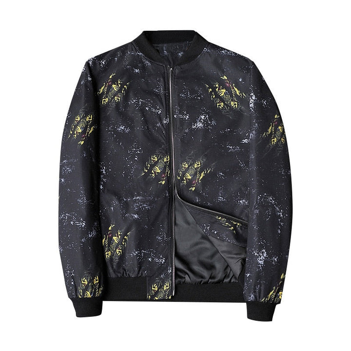Heren bomberjack | Bomberjas met abstracte print en rits
