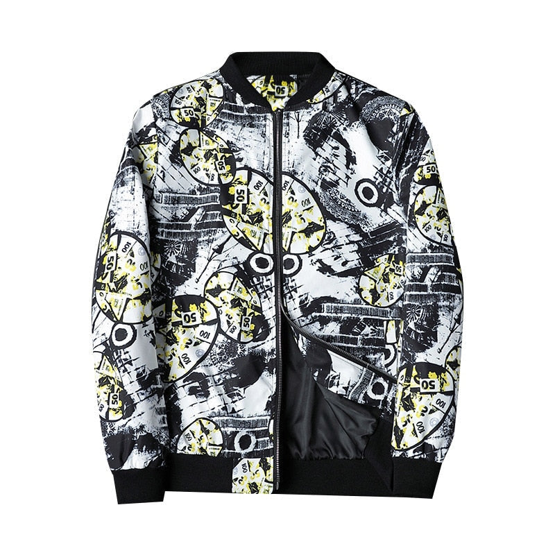 Heren bomberjack | Bomberjas met abstracte print en rits