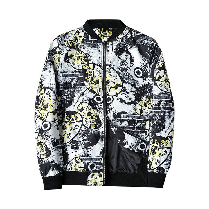 Heren bomberjack | Bomberjas met abstracte print en rits