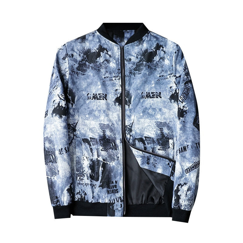 Heren bomberjack | Bomberjas met abstracte print en rits