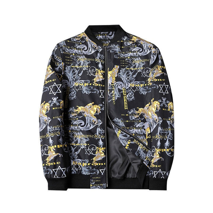 Heren bomberjack | Bomberjas met abstracte print en rits