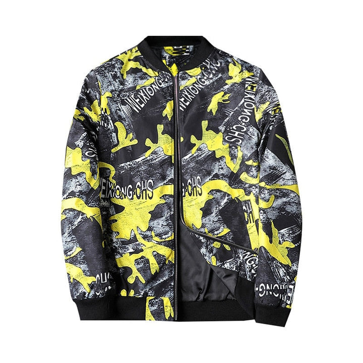 Heren bomberjack | Bomberjas met abstracte print en rits