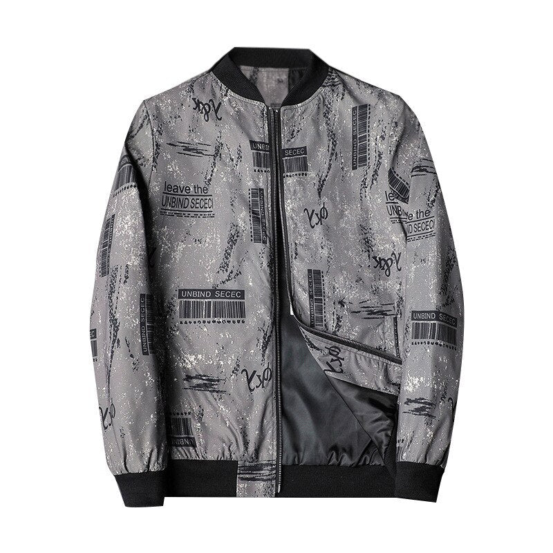Heren bomberjack | Bomberjas met abstracte print en rits