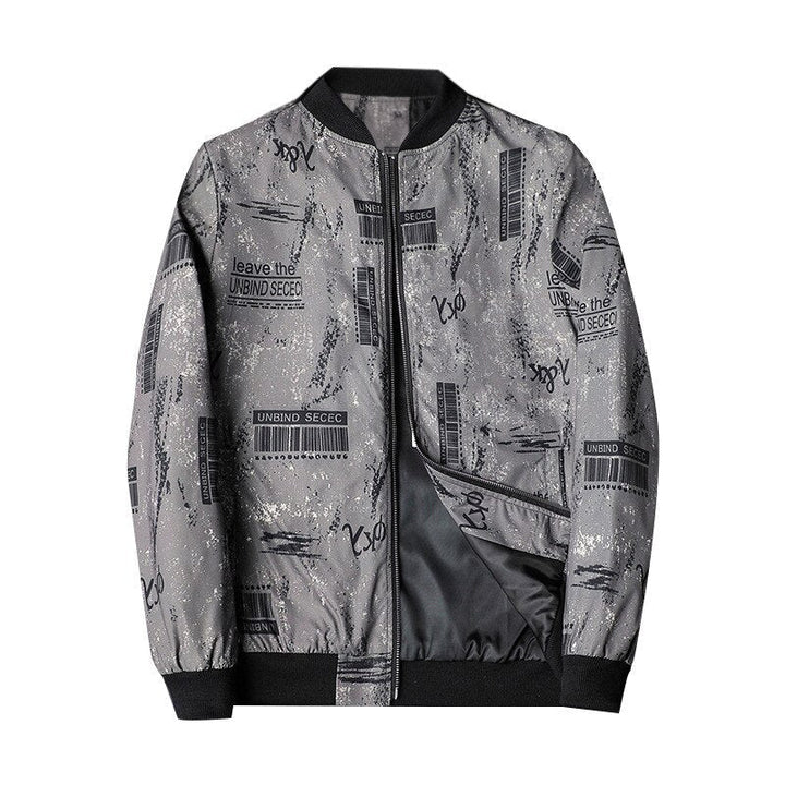 Heren bomberjack | Bomberjas met abstracte print en rits