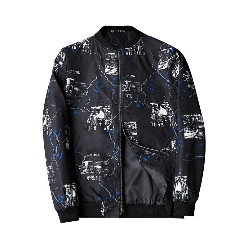 Heren bomberjack | Bomberjas met abstracte print en rits