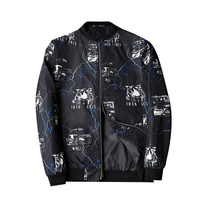 Heren bomberjack | Bomberjas met abstracte print en rits
