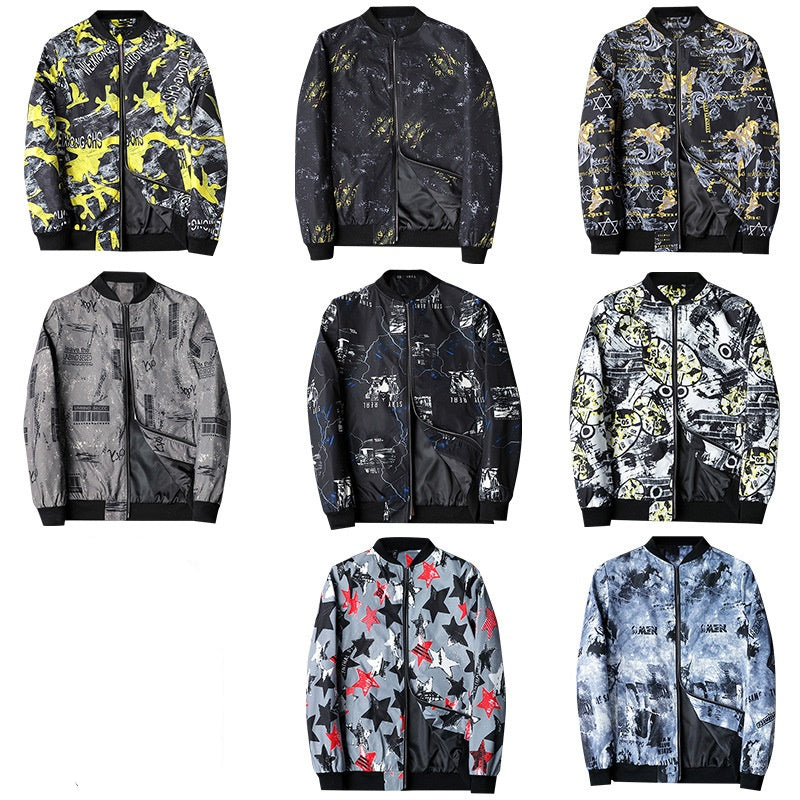 Heren bomberjack | Bomberjas met abstracte print en rits