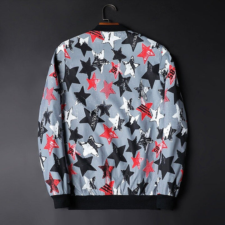 Heren bomberjack | Bomberjas met abstracte print en rits