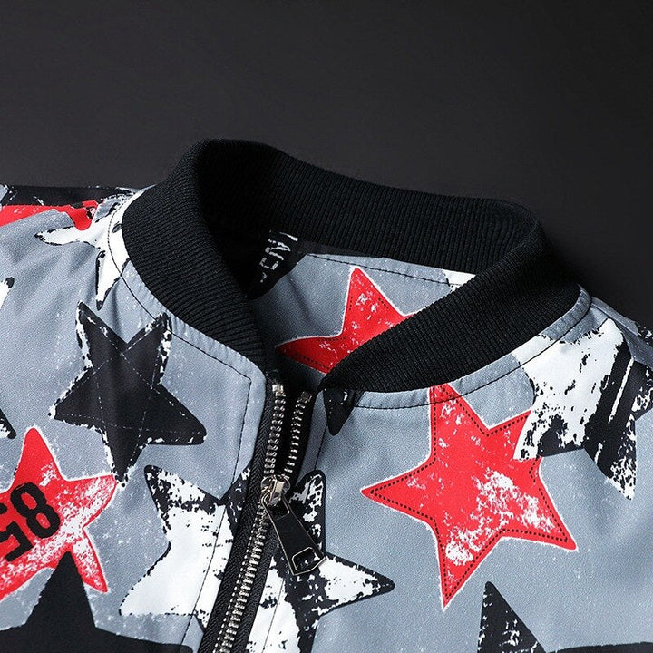Heren bomberjack | Bomberjas met abstracte print en rits