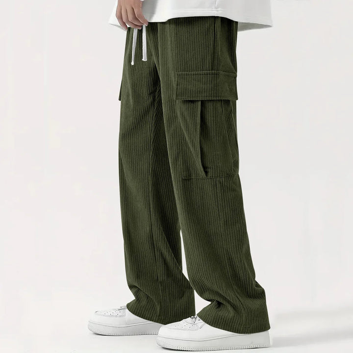 Heren broek | Ribstof broek met rechte pijpen