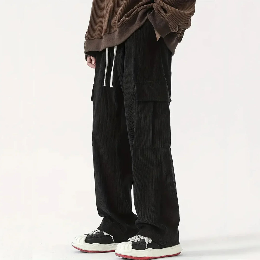 Heren broek | Ribstof broek met rechte pijpen