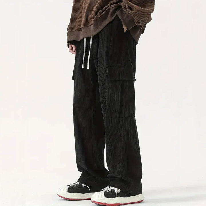 Heren broek | Ribstof broek met rechte pijpen