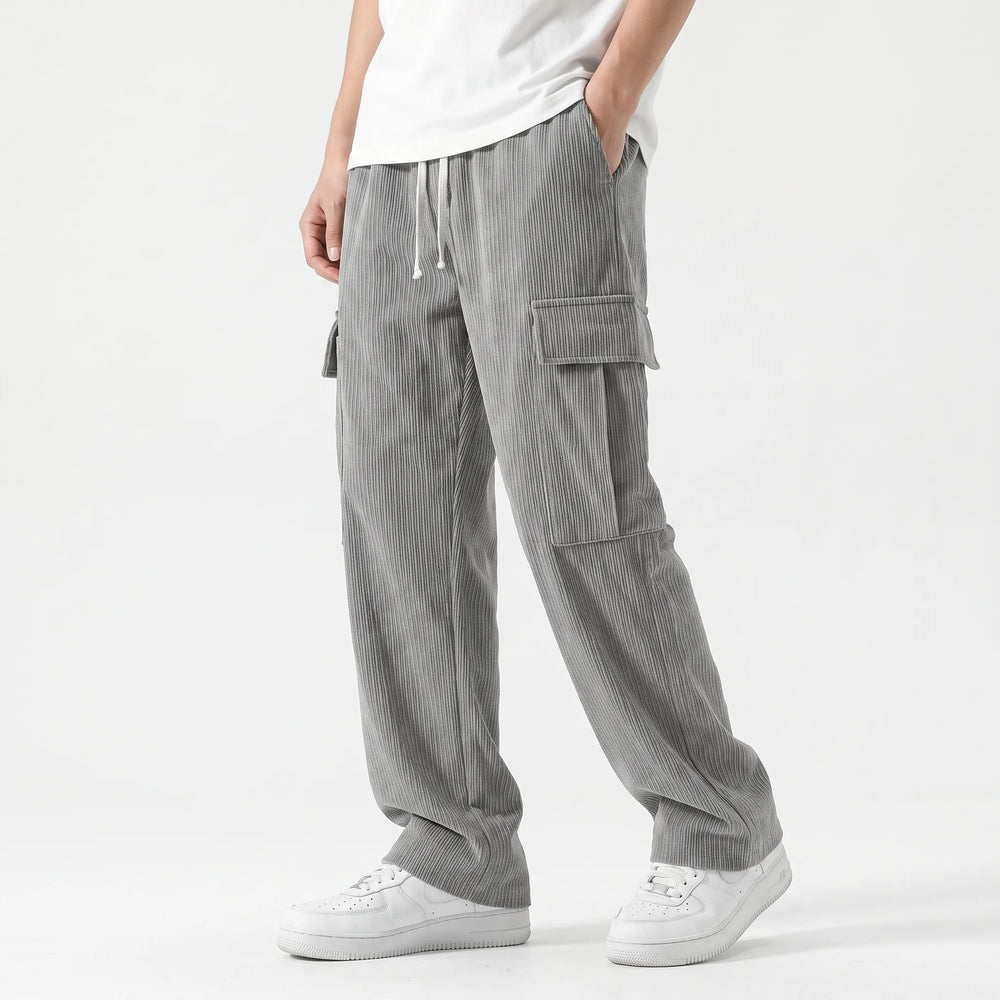 Heren broek | Ribstof broek met rechte pijpen