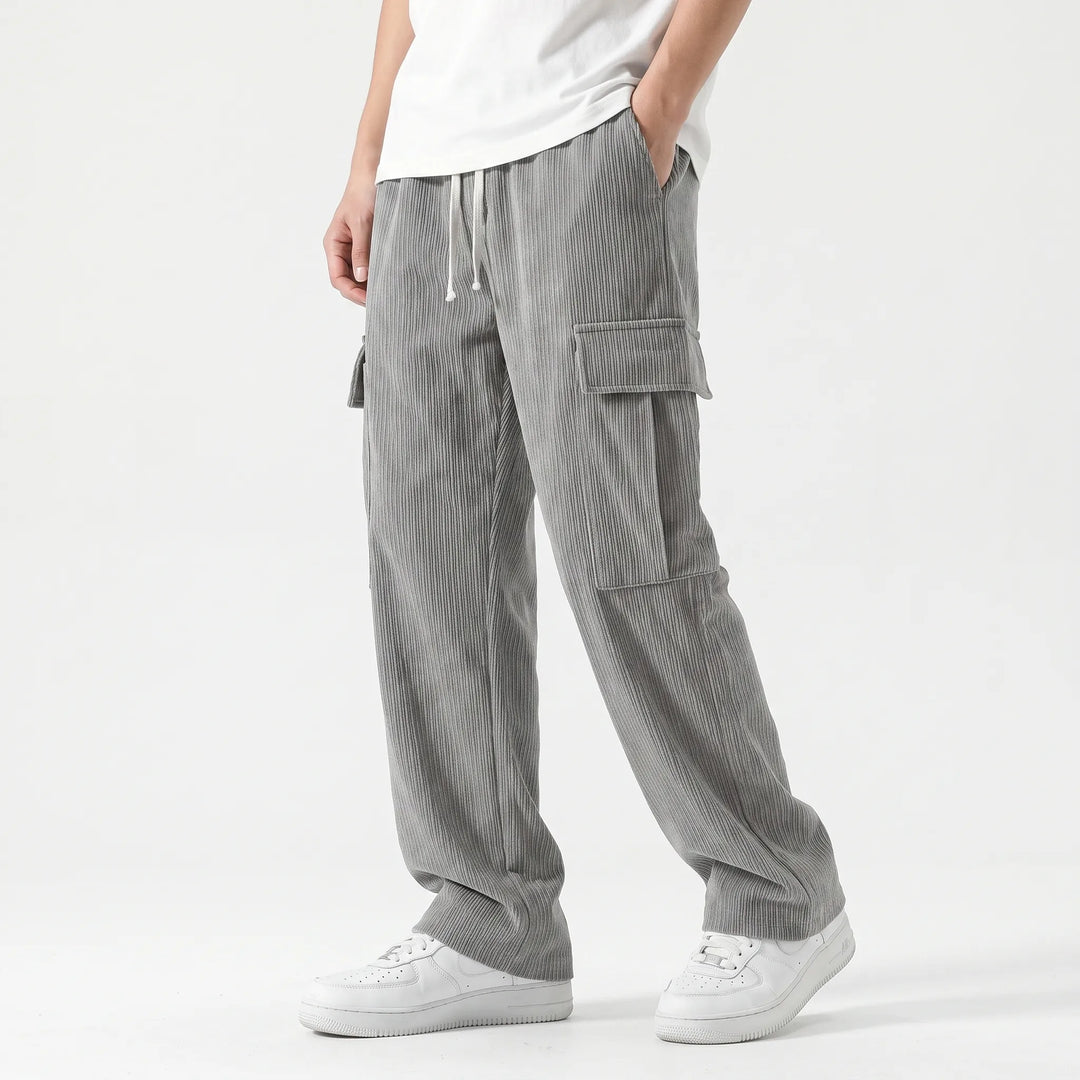 Heren broek | Ribstof broek met rechte pijpen